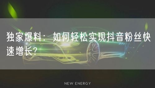 独家爆料：如何轻松实现抖音粉丝快速增长?