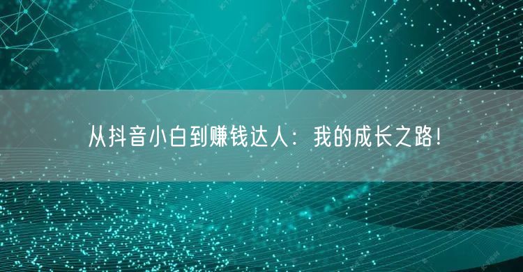 从抖音小白到赚钱达人：我的成长之路！